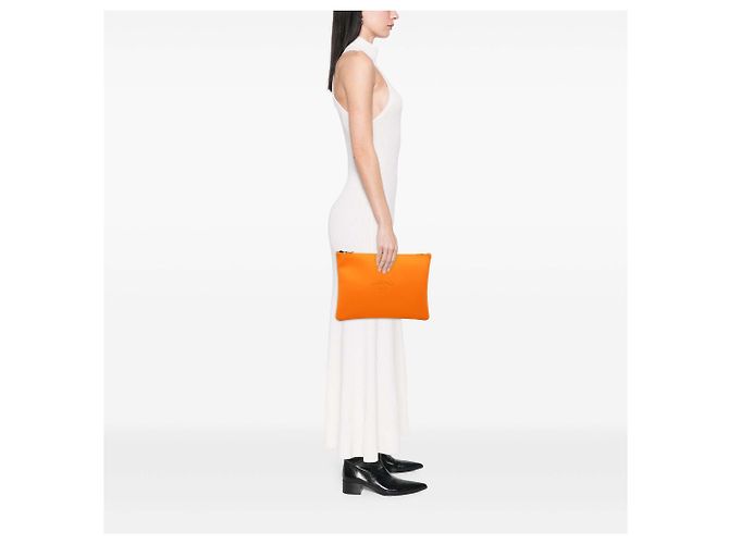 Borsa Clutch Hermès Neobain Large in Neoprene Arancione - vista 6