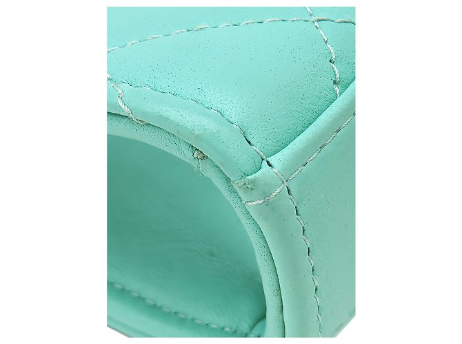 Borsa Chanel Mini Quilted Lambskin con manico superiore e catena, Verde - vista 12