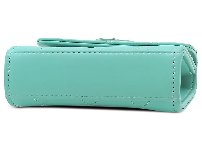 Borsa Chanel Mini Quilted Lambskin con manico superiore e catena, Verde - vista 3