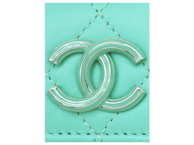 Borsa Chanel Mini Quilted Lambskin con manico superiore e catena, Verde - vista 7