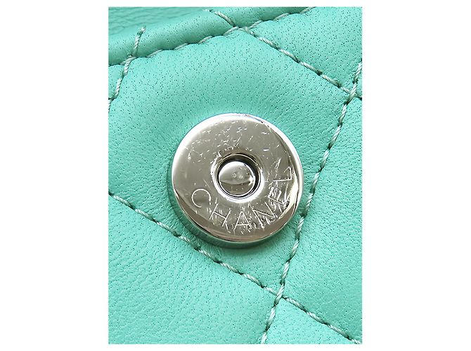Borsa Chanel Mini Quilted Lambskin con manico superiore e catena, Verde - vista 8