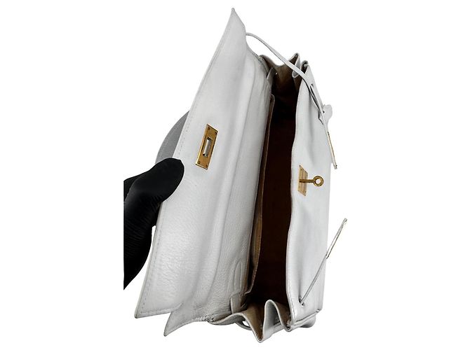 Hermès Kelly Retourné 32 — Veau Grainé Blanc, circa 1965 - vista 9