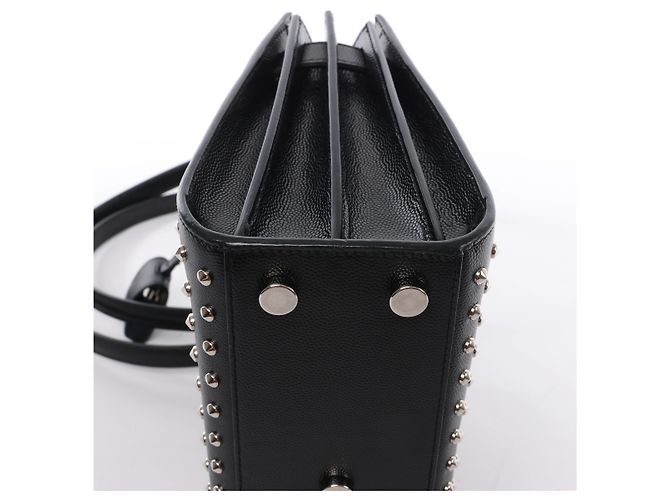 Autre Marque Saint Laurent Paris Sac de Jour Leather x Studs 2Way Handbag in Black 347545 - vista 10