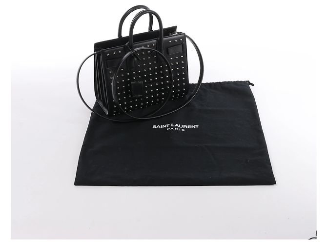 Autre Marque Saint Laurent Paris Sac de Jour Leather x Studs 2Way Handbag in Black 347545 - vista 12