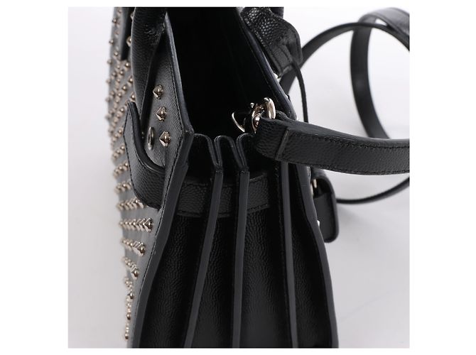 Autre Marque Saint Laurent Paris Sac de Jour Leather x Studs 2Way Handbag in Black 347545 - vista 4