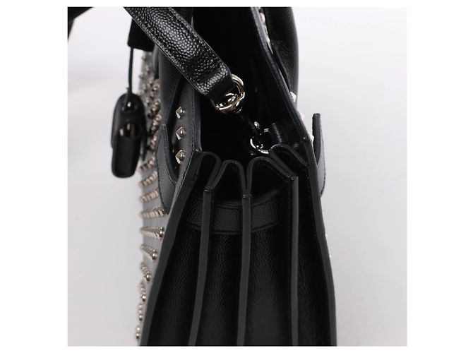 Autre Marque Saint Laurent Paris Sac de Jour Leather x Studs 2Way Handbag in Black 347545 - vista 5