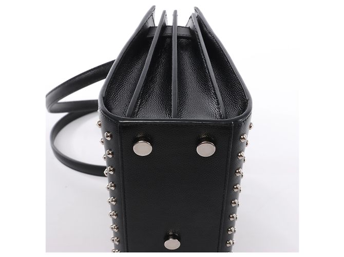 Autre Marque Saint Laurent Paris Sac de Jour Leather x Studs 2Way Handbag in Black 347545 - vista 9