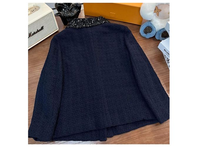Chaqueta Chanel de lana azul marino talla 38 - vista 2
