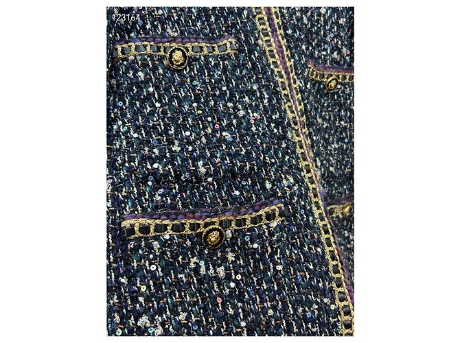 Chanel Castle Serie Strickjacke aus Tweed mit Pailletten - Ansicht 3