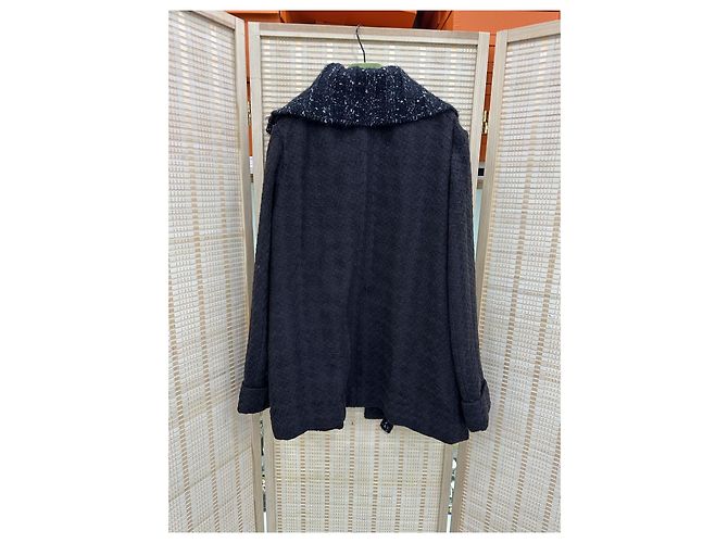 Chanel Wolljacke mit Schneeflocken Strickkragen Größe 38 - Ansicht 2