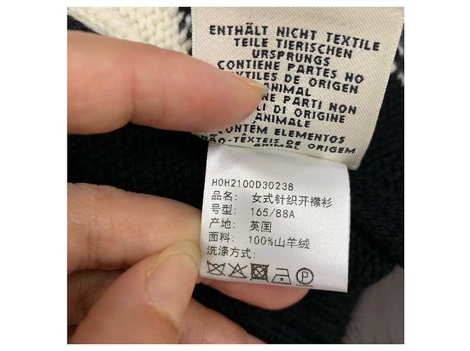 Abrigo Hermès Negro de Cashmere con Patrón Geométrico Talla 38 - vista 7