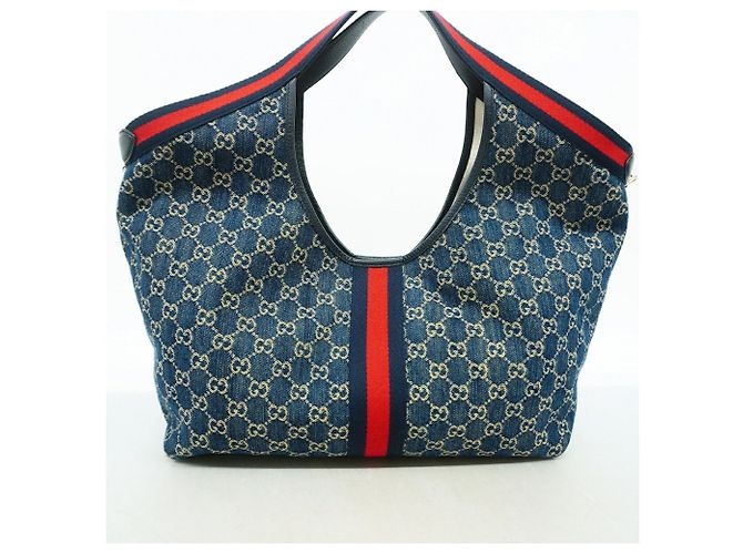 Bolso Tote Gucci de denim azul marino - vista 8
