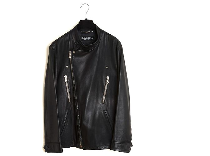Dolce & Gabbana Perfecto Leder Bikerjacke Schwarz - Ansicht 2