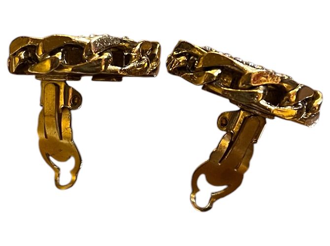 Orecchini a clip Chanel CC placcati oro con strass - vista 4