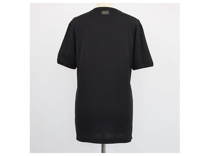 T-shirt Dolce & Gabbana in cotone nero con logo applicato e scollo a V - vista 3