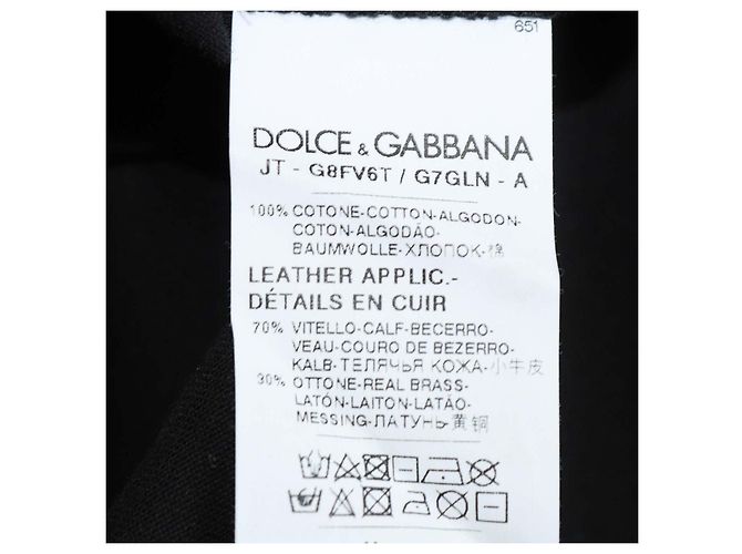 T-shirt Dolce & Gabbana in cotone nero con logo applicato e scollo a V - vista 7