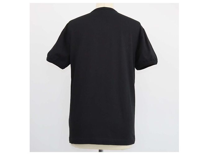 T-shirt Dolce & Gabbana in cotone nero con scollo a V e placca logo - vista 3