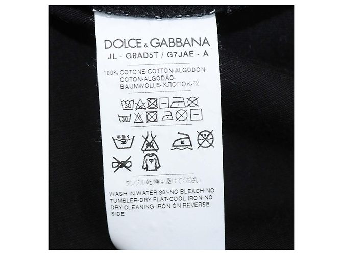 T-shirt Dolce & Gabbana in cotone nero con scollo a V e placca logo - vista 6