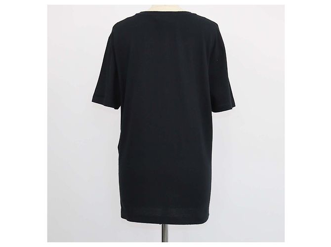 T-shirt Gucci girocollo in cotone nero con stampa logo e effetto distressed - vista 3