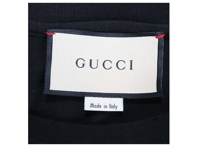 T-shirt Gucci girocollo in cotone nero con stampa logo e effetto distressed - vista 5