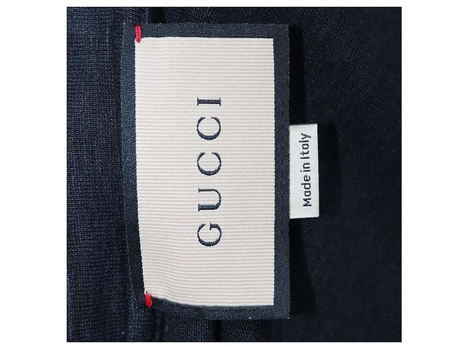 Gucci T-Shirt mit Rundhalsausschnitt aus schwarzem Leinen und Interlocking G-Patch - Ansicht 6