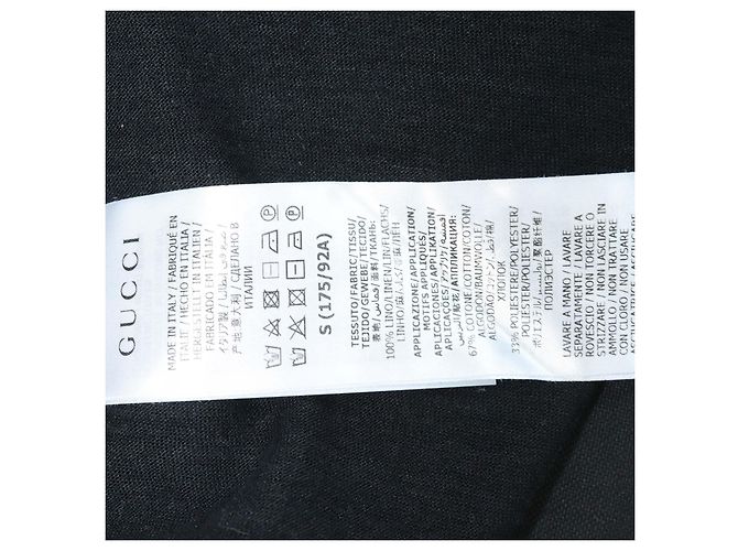 Gucci T-Shirt mit Rundhalsausschnitt aus schwarzem Leinen und Interlocking G-Patch - Ansicht 7