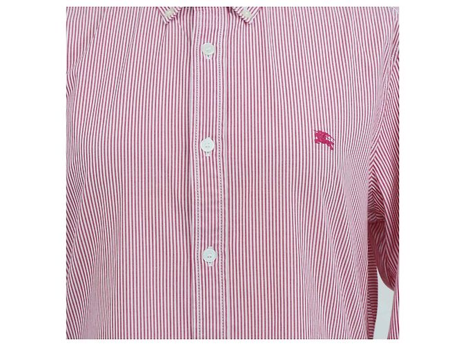 Camisa Burberry Brit de manga comprida em algodão riscado vermelho - vista 4