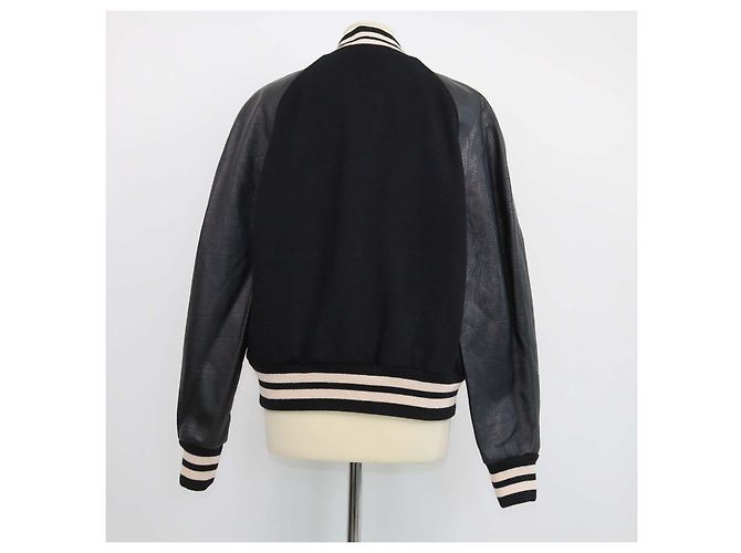 Giacca Bomber Gucci in misto tessuto nero e pelle con Horsebit - vista 3