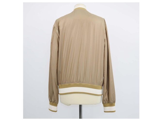 Jaqueta Bomber Dolce & Gabbana em Nylon Marrom e Branco com Placa de Logo - vista 3