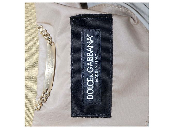 Jaqueta Bomber Dolce & Gabbana em Nylon Marrom e Branco com Placa de Logo - vista 6