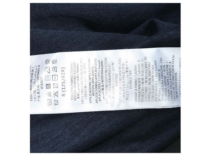 Gucci Crewneck T-Shirt aus Leinen in Navyblau mit Interlocking G Patch - Ansicht 7