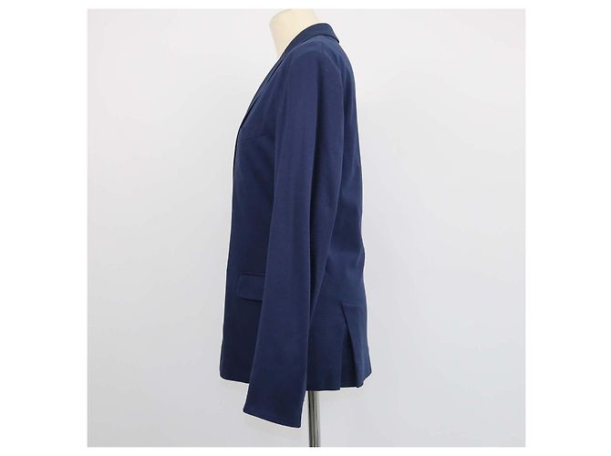 Blazer Burberry bleu marine en coton à boutonnage simple - vue 2