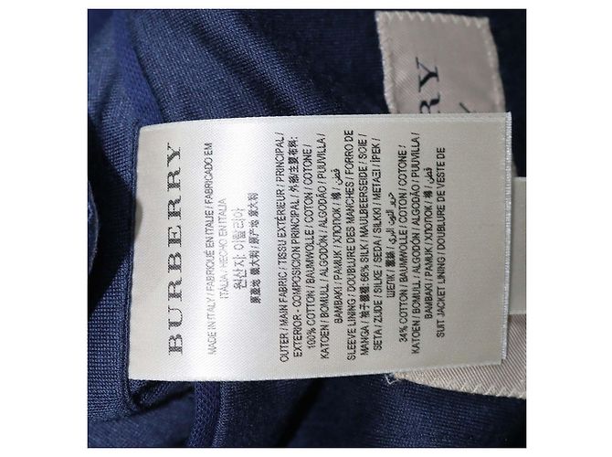 Blazer Burberry bleu marine en coton à boutonnage simple - vue 6