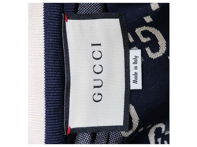 Giacca track Gucci in jacquard GG in cotone blu navy - vista 5