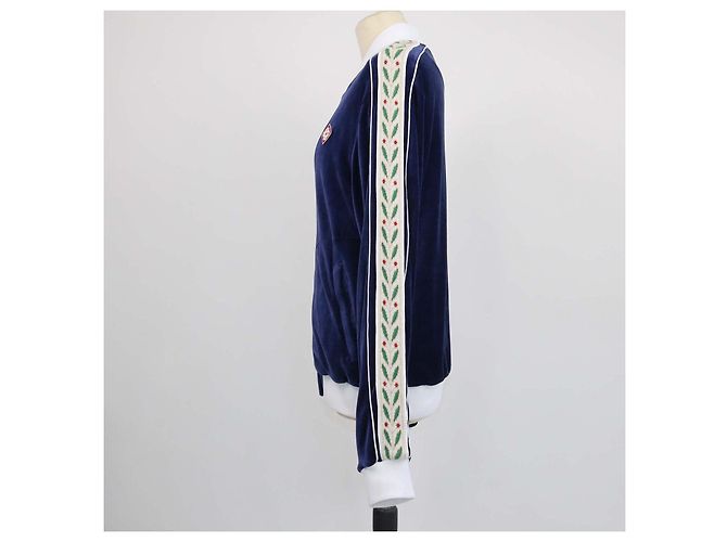 Giacca tuta in velluto Laurel blu navy e bianca Casablanca - vista 2