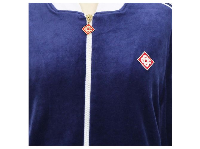 Giacca tuta in velluto Laurel blu navy e bianca Casablanca - vista 4
