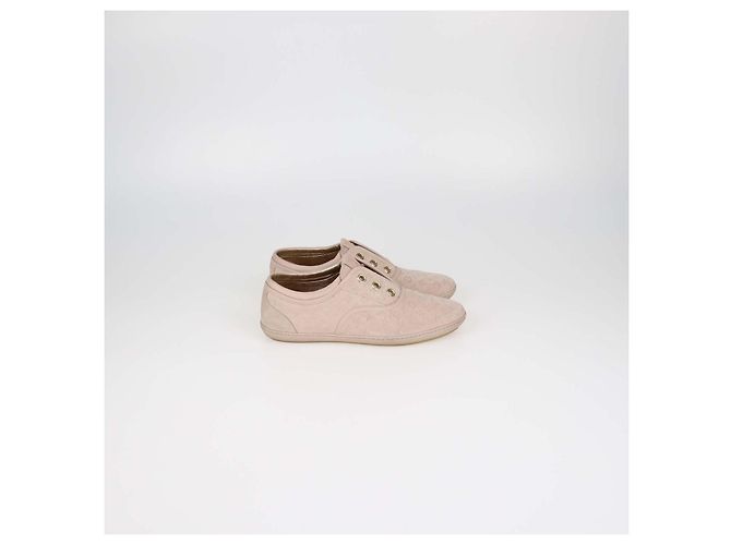 Sneakers Popincourt Louis Vuitton in nubuck Monogram rosa cipria - vista 3