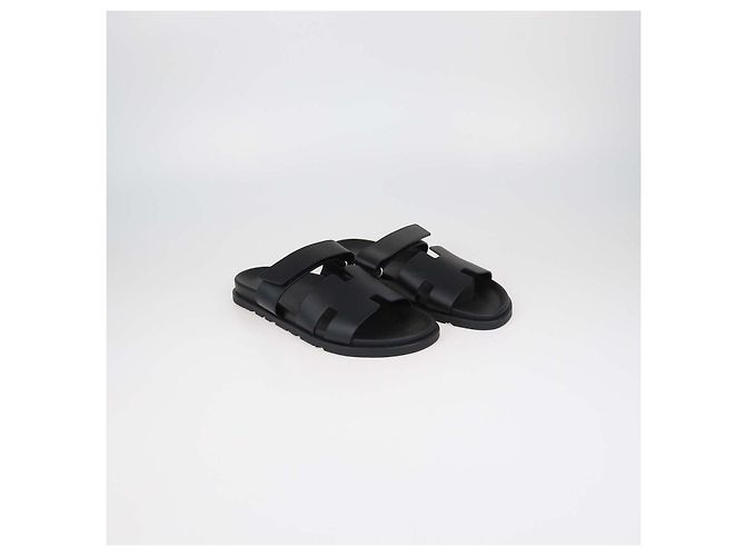 Hermès Hermes Chypre Sandalen aus schwarzem Leder - Ansicht 2