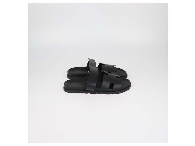Hermès Hermes Chypre Sandalen aus schwarzem Leder - Ansicht 3
