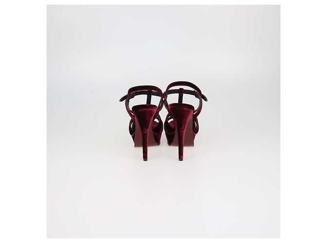 Autre Marque Sandali platform Tribute in velluto bordeaux Saint Laurent - vista 5
