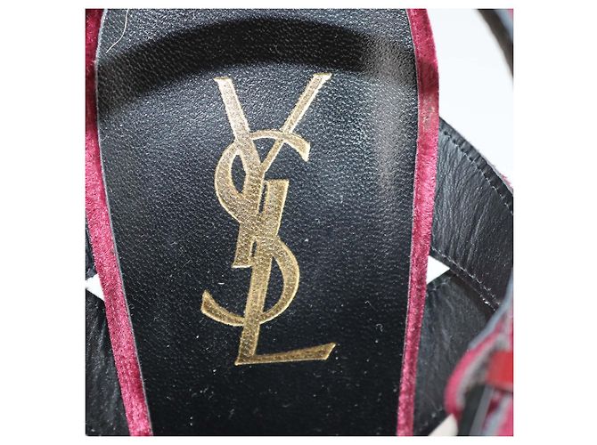 Autre Marque Sandali platform Tribute in velluto bordeaux Saint Laurent - vista 6