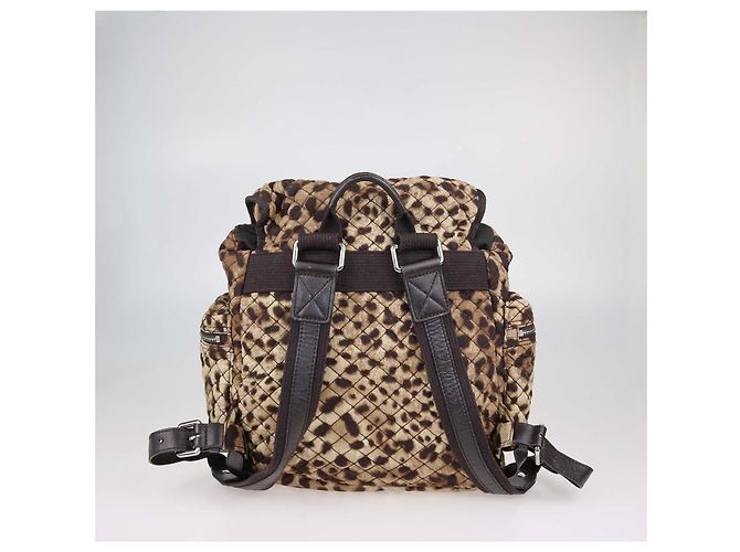 Mochila cargo Dolce & Gabbana de tela acolchada marrón con estampado de leopardo - vista 3
