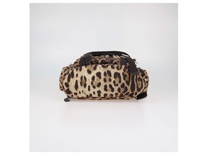 Mochila cargo Dolce & Gabbana de tela acolchada marrón con estampado de leopardo - vista 4