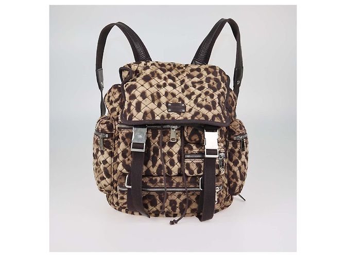 Mochila cargo Dolce & Gabbana de tela acolchada marrón con estampado de leopardo - vista 5
