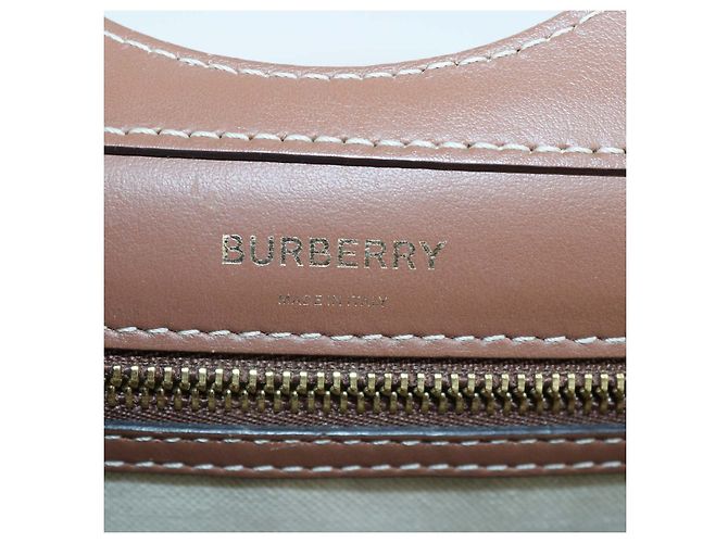 Borsa Mini Pocket Burberry Marrone, Beige in Tela e Pelle - vista 5