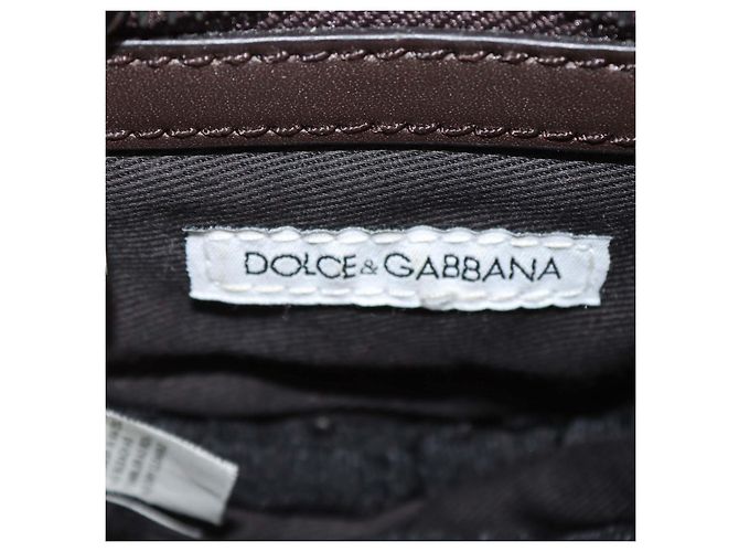 Borsa a tracolla rotonda Dolce & Gabbana in tessuto trapuntato marrone con stampa leopardata - vista 5