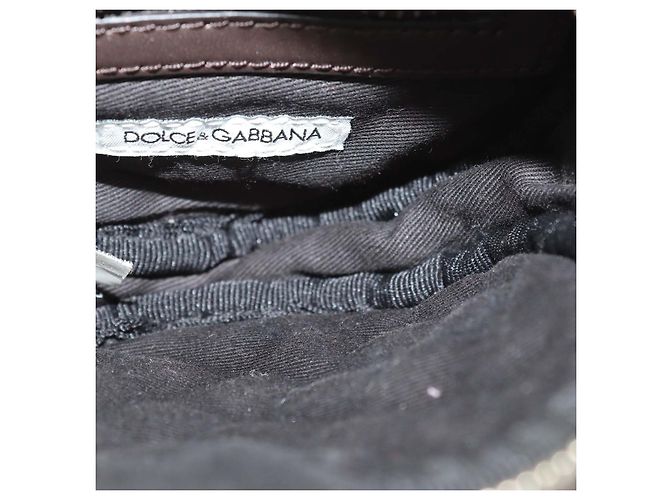 Borsa a tracolla rotonda Dolce & Gabbana in tessuto trapuntato marrone con stampa leopardata - vista 6