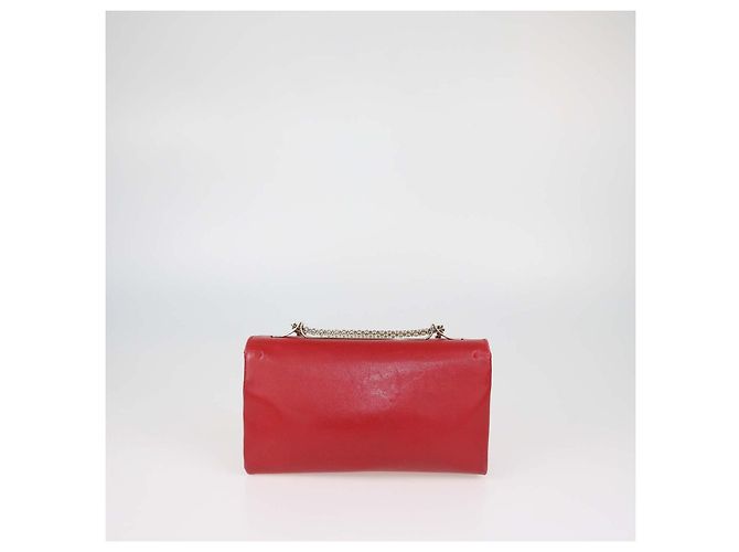 Valentino Rockstud Va Va Voom Chain Clutch aus rotem Leder - Ansicht 3