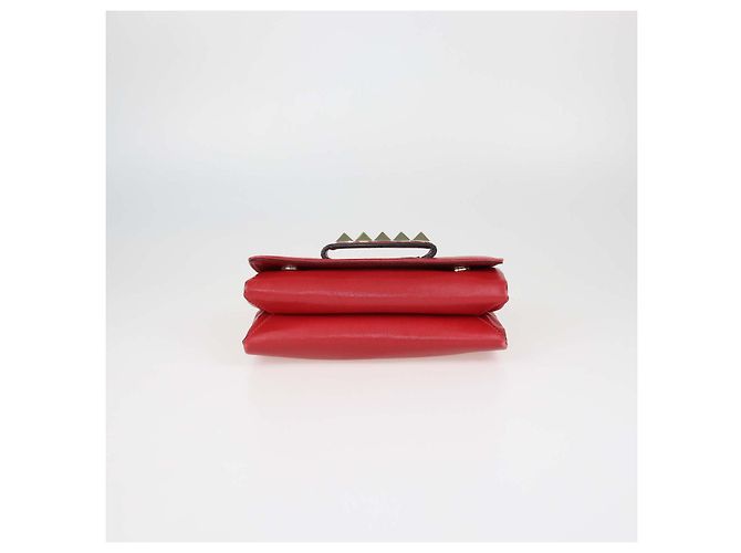 Valentino Rockstud Va Va Voom Chain Clutch aus rotem Leder - Ansicht 4