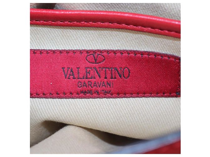 Valentino Rockstud Va Va Voom Chain Clutch aus rotem Leder - Ansicht 7